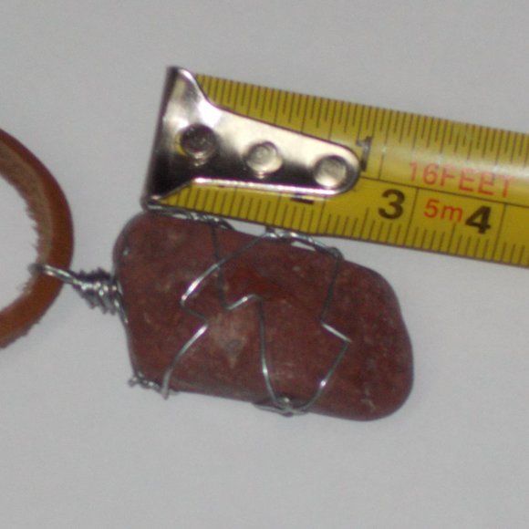 Wired rock on leather strap approximately 19 1/4" tip to tip tied by MPG Design - Picture 5 of 7